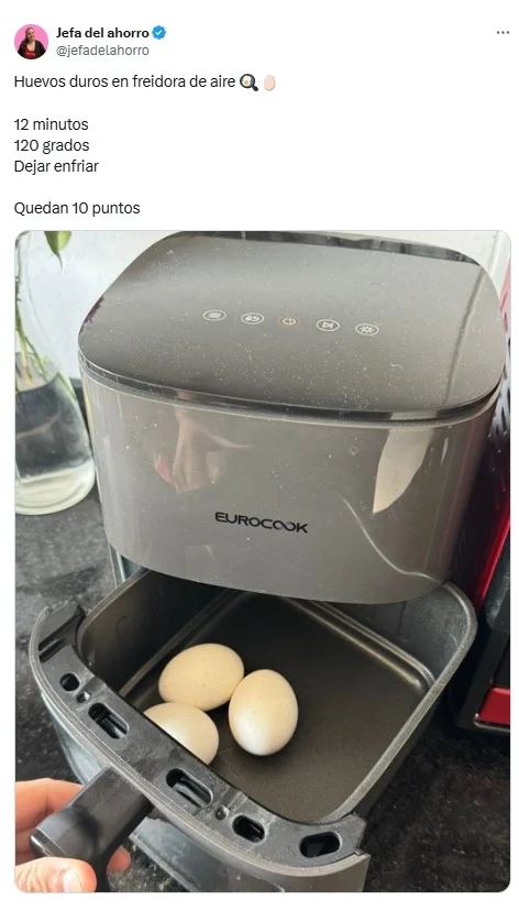 huevo, huevos duro, freidora de aire